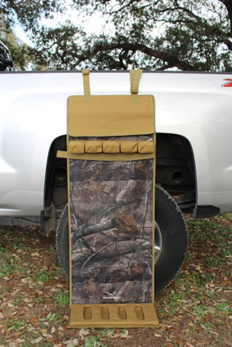 NEW ULTIMATE SHOTGUN REST- CAMO AND TAN WITH BARREL COVER AND VELCRO STRAP